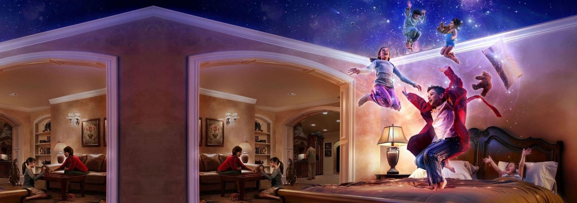 niños saltando y volando por el aire